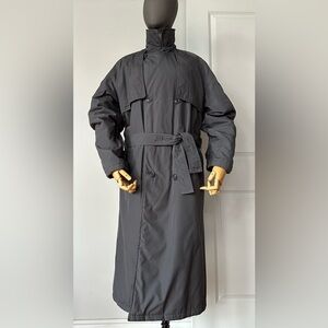 Dark Gray Insulated Trench Coat Men’s M – Double Breasted Classic Coat